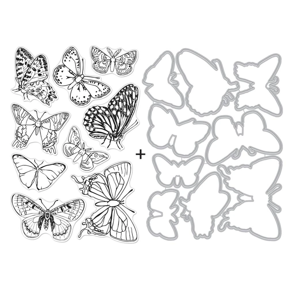 Hero Arts Clear Stamp & Die Combo - Beautiful Butterflies 1 Hero Arts Clear Stamp & Die Combo - Beautiful Butterflies