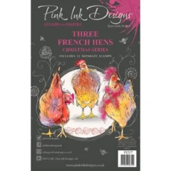 Pink Ink Designs Three French Hens 6 In X 8 In Clear Stamp Set