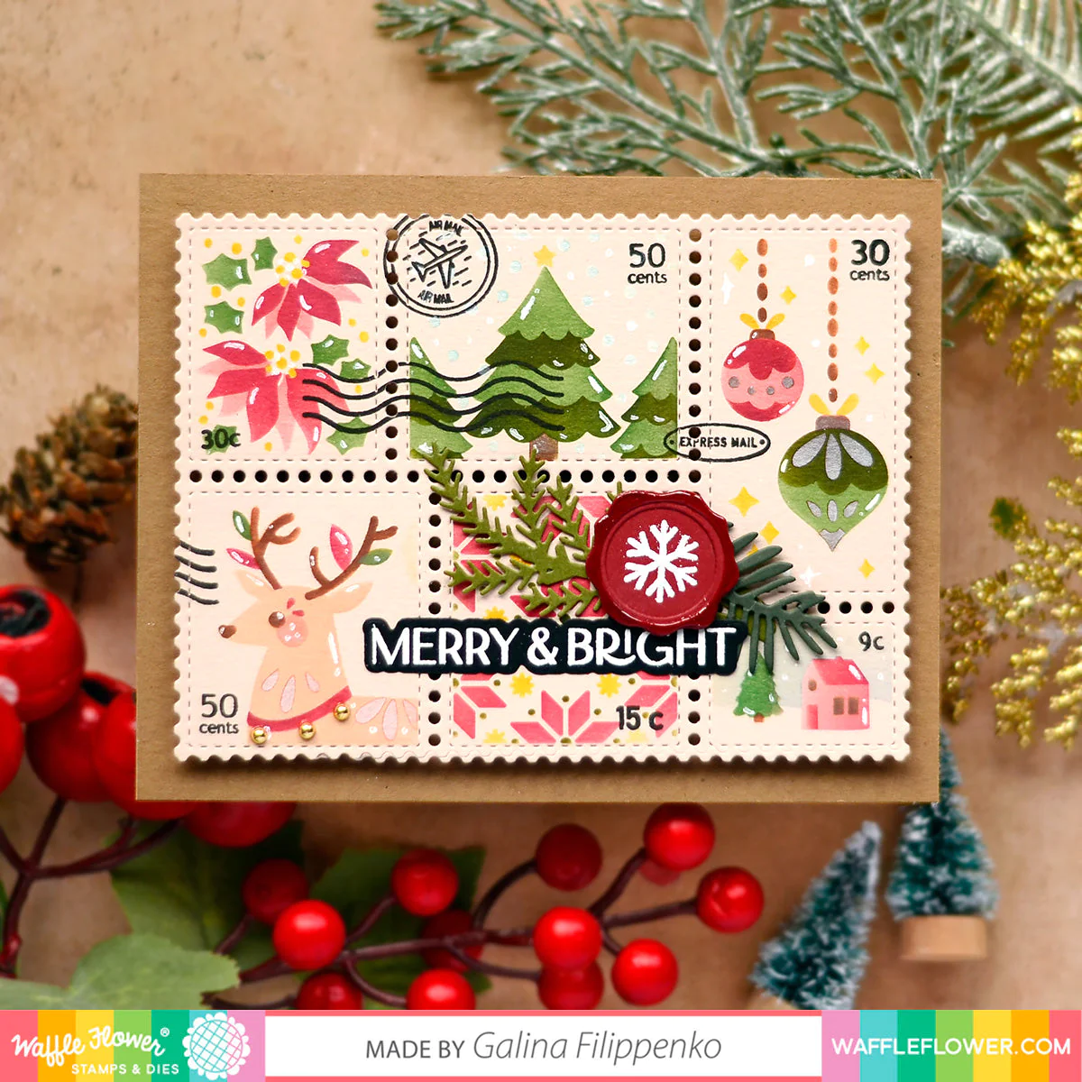 Waffle Flower - Postage Collage Christmas Stencil 2 Waffle Flower - Postage Collage Christmas Stencil - Image 2