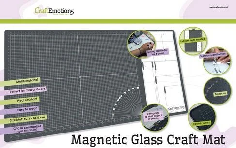 CraftEmotions Glass Craft Mat (60,3 X 36,2cm) Magnetisch Tempered Glass Grid 40x32cm 1 CraftEmotions Glass Craft Mat (60,3 X 36,2cm) Magnetisch Tempered Glass Grid 40x32cm