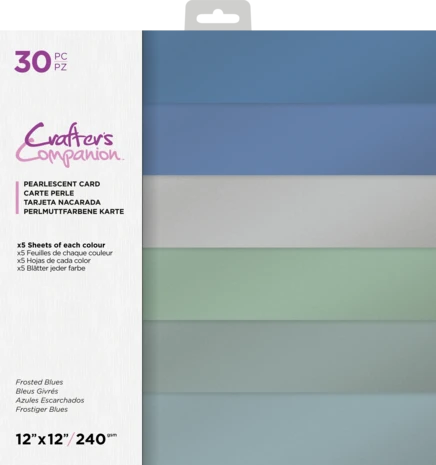 Crafter's Companion Frosted Blues 12x12 Inch Pearlescent Card Pack 1 Crafter's Companion Frosted Blues 12x12 Inch Pearlescent Card Pack