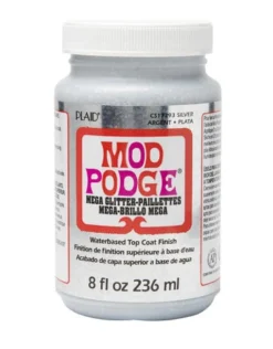 Mod Podge • Mega Glitter Top Coat Finish Silver 8 Fl Oz