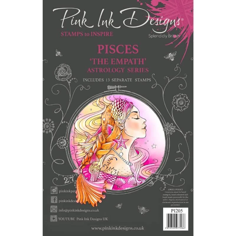 Pink Ink Designs Pisces – The Empath 6 In X 8 In Clear Stamp Set 1 Pink Ink Designs Pisces – The Empath 6 In X 8 In Clear Stamp Set
