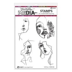 Ranger Dina Wakley MEdia Stamps Half Faces