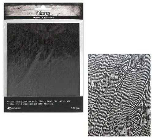 Ranger Distress Halloween Cardstock Woodgrain - Black 1 Ranger Distress Halloween Cardstock Woodgrain - Black
