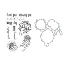 Hero Arts Clear Stamp & Die Combo - Artichoke Blooms Bundle