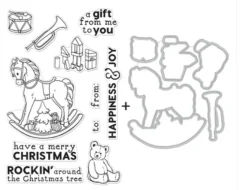 Hero Arts Clear Stamp & Die Combo - Merry Rockin' Horse Bundle