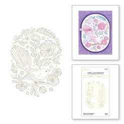 Spellbinders - Stylish Oval Floral Bird Glimmer Hot Foil Plate